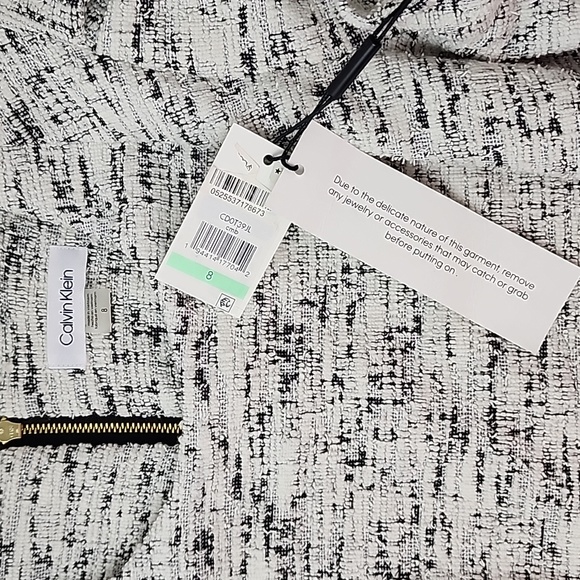 Calvin Klein Tweed Sheath Dress White Gray Black Size 8 - Picture 9 of 16